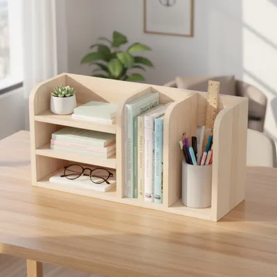 Nordic Minimalist Oak Desk Organizer