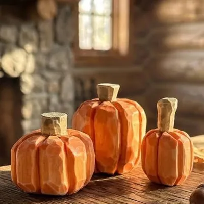 Hand-Carved Wooden Decorative Pumpkin Set #Autumn2026